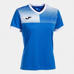 Zrównoważony T-shirt Joma Eco Supernova Royal-White dla kobiet. Białe t-shirty Joma, bez wzorów, z poliesteru, bez kołnierzyka, bez ramiączek. Za 176.99 zł.