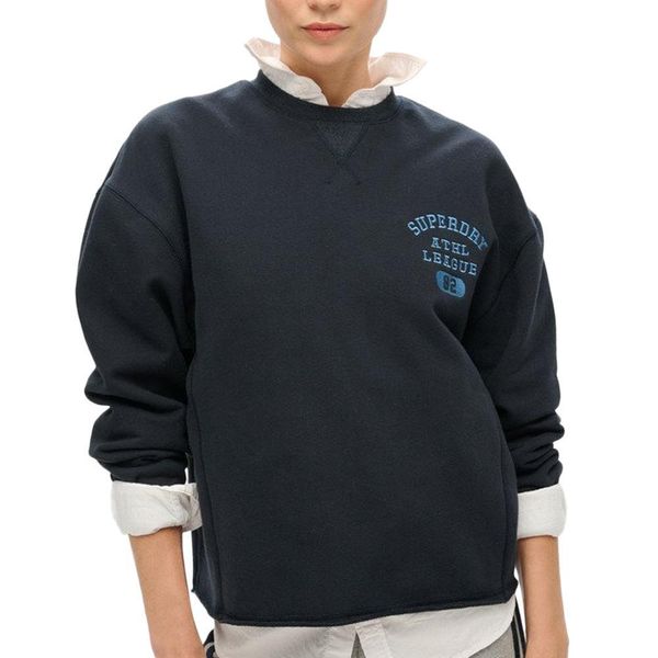 Krótka i luźna bluza damska Superdry Athletic Essentials. Niebieskie bluzy Superdry, xl, bez wzorów, z bawełny, bez kaptura. Za 295.20 zł.