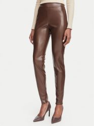 Guess Legginsy W4BB18 WGIK0 Khaki Slim Fit. Brązowe legginsy Guess, l, z aplikacjami, ze skóry. Za 394.99 zł.
