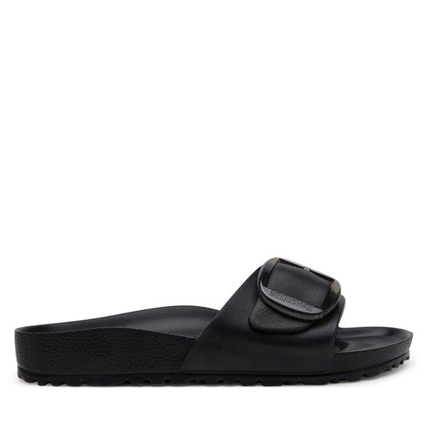 Klapki Birkenstock. Czarne klapki Birkenstock, bez wzorów, bez obcasa. Za 249.99 zł.