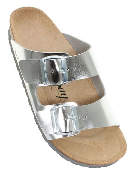 Sunbay Klapki "Trefle" w kolorze srebrnym rozmiar: 41. Szare klapki Sunbay, bez wzorów, z otwartym noskiem, bez obcasa. Za 118.84 zł.