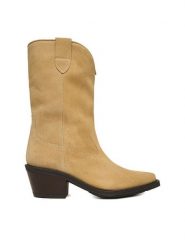 Badura Kowbojki EO-CAMILA-5031 Beżowy. Brązowe botki Badura, bez wzorów, ze skóry, bez obcasa, na słupku, bez zapięcia. Za 429.99 zł.