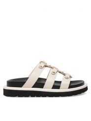 Badura Klapki WFA2591-1Z Biały. Białe klapki Badura, bez wzorów, ze skóry, bez obcasa. Za 229.99 zł.