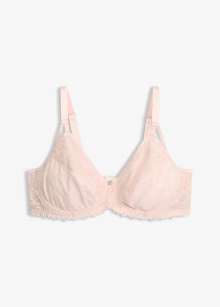 Biustonosz minimizer z delikatną koronką. Czerwone biustonosze bonprix, bez wzorów, z koronki. Za 59.99 zł.