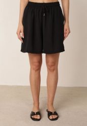 Czarne Letnie Szorty Casual z Wysokim Stanem z Dużą Zawartością Wiskozy Agarione. Czarne szorty Born2be, bez wzorów, z materiału, casualowe, z podwyższonym stanem. Za 29.99 zł.