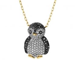 Naszyjnik z żółtego złota z brylantami - pingwin - 0,48 ct - próba 585. Żółte naszyjniki Apart, z brylantem, złote. Za 6,790.00 zł.