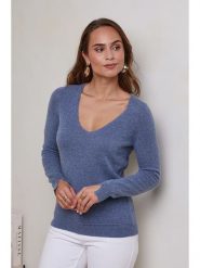 Soft Cashmere Kaszmirowy sweter w kolorze niebieskim rozmiar: 38. Niebieskie swetry Soft Cashmere, bez wzorów, z kaszmiru, bez ramiączek. Za 292.45 zł.