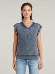 G-Star Koszulka w kolorze niebieskim rozmiar: XL. Niebieskie bluzki G-Star, xl, bez wzorów, z bawełny, retro, bez kołnierzyka, bez ramiączek. Za 211.81 zł.