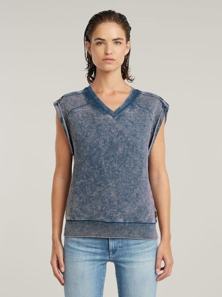 G-Star Koszulka w kolorze niebieskim rozmiar: XS. Niebieskie bluzki G-Star, xs, bez wzorów, z bawełny, retro, bez kołnierzyka, bez ramiączek. Za 129.95 zł.