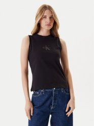 Calvin Klein Jeans Top LV047C852G Czarny Regular Fit. Czarne topy Calvin Klein Jeans, xs, bez wzorów, z bawełny, bez kołnierzyka, bez ramiączek. Za 179.99 zł.