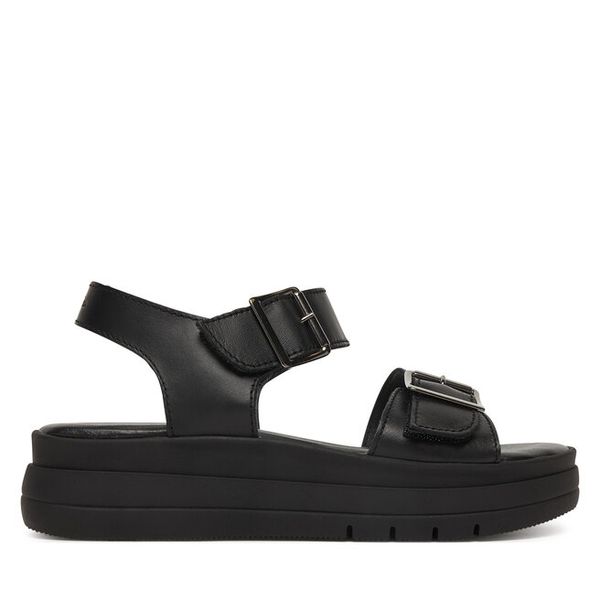 Sandały Tamaris. Czarne sandały Tamaris, bez wzorów, bez obcasa, na płaskiej podeszwie, bez zapięcia. Za 369.99 zł.