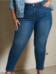 Jeansy mom fit - granatowy. Niebieskie jeansy Sinsay, l, bez wzorów. Za 69.99 zł.