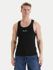 Guess Jeans Top M6GP05 KA0H1 Czarny Regular Fit. Czarne topy Guess Jeans, m, z aplikacjami, z bawełny, bez kołnierzyka, bez ramiączek. Za 139.99 zł.