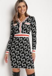 Czarno-Biała Sweterkowa Sukienka Mini Paixdas. Czarne sukienki Born2be, bez wzorów, z dzianiny, bez kołnierzyka, bez ramiączek, mini, dopasowane. Za 89.99 zł.