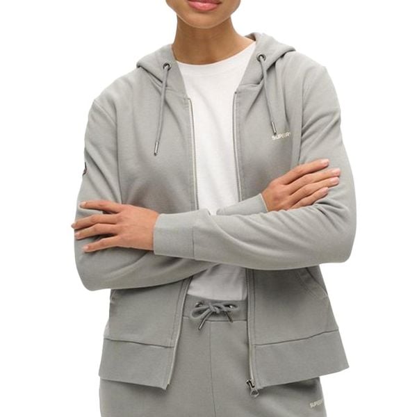 Bluza z kapturem i zamkiem gładka. Szare bluzy Superdry, m, bez wzorów, z bawełny, z kapturem. Za 384.70 zł.