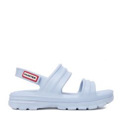 Sandały Hunter. Niebieskie sandały Hunter, bez wzorów, bez obcasa, na płaskiej podeszwie, bez zapięcia. Za 139.99 zł.