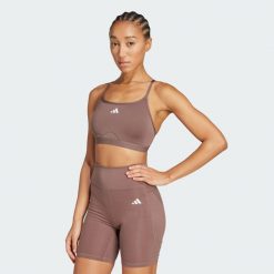 Biustonosz Aeroreact Training 3-Stripes. Brązowe bielizna sportowa Adidas, m, bez wzorów, z materiału. Za 149.00 zł.