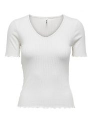 JDY Koszulka w kolorze białym rozmiar: L. Białe bluzki JDY, l, bez wzorów, prążkowane, bez kołnierzyka, bez ramiączek. Za 43.99 zł.