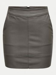 ONLY Spódnica z imitacji skóry Base 15164809 Szary Slim Fit. Szare spódnice Only, bez wzorów, ze skóry. Za 79.99 zł.