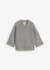 Koszulka z dzianiny oversize. Szare bluzki bonprix, bez wzorów, z dzianiny, bez kołnierzyka, bez ramiączek. Za 64.99 zł.