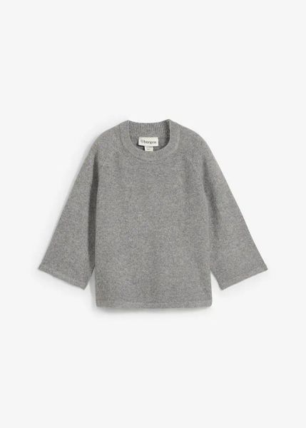 Koszulka z dzianiny oversize. Szare bluzki bonprix, bez wzorów, z dzianiny, bez kołnierzyka, bez ramiączek. Za 64.99 zł.