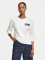 Tommy Jeans Bluzka DW0DW23807 Biały Relaxed Fit. Białe bluzki Tommy Jeans, m, bez wzorów, z bawełny, bez kołnierzyka, bez ramiączek. Za 264.99 zł.