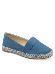 JENNY Espadryle WSS990-208 Niebieski. Niebieskie espadryle Jenny, bez wzorów, z materiału, bez obcasa, bez zapięcia. Za 79.99 zł.