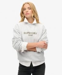 Superdry Sport Luxe Loose Crew bluza damska - Cadet Grey Marl. Szare bluzy Superdry, bez wzorów, z bawełny, bez kaptura. Za 301.15 zł.