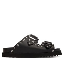 Klapki Scholl. Czarne klapki Scholl, bez wzorów, bez obcasa. Za 505.99 zł.