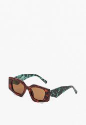 Brązowo-Zielone Geometryczne Okulary Przeciwsłoneczne Wykonane z Lekkiego Tworzywa Tleara. Brązowe okulary przeciwsłoneczne Born2be, bez wzorów. Za 19.99 zł.