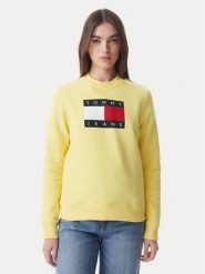 Tommy Jeans Bluza Flag DW0DW22564 Żółty jasny Regular Fit. Żółte bluzy Tommy Jeans, m, bez wzorów, z bawełny, bez kaptura. Za 409.99 zł.