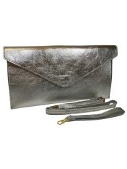 ORE10 Skórzana torebka "Moiso" w kolorze srebrnym - 31 x 16 x 0,8 cm rozmiar: onesize. Szare torby na ramię ORE10, bez wzorów, z materiału, na ramię, bez dodatków. Za 138.45 zł.