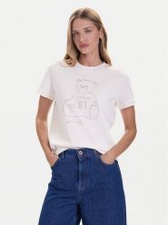 Guess T-Shirt V5BI16 K8FQ4 Biały Regular Fit. Białe t-shirty Guess, xs, z aplikacjami, z bawełny, bez kołnierzyka, bez ramiączek. Za 139.99 zł.