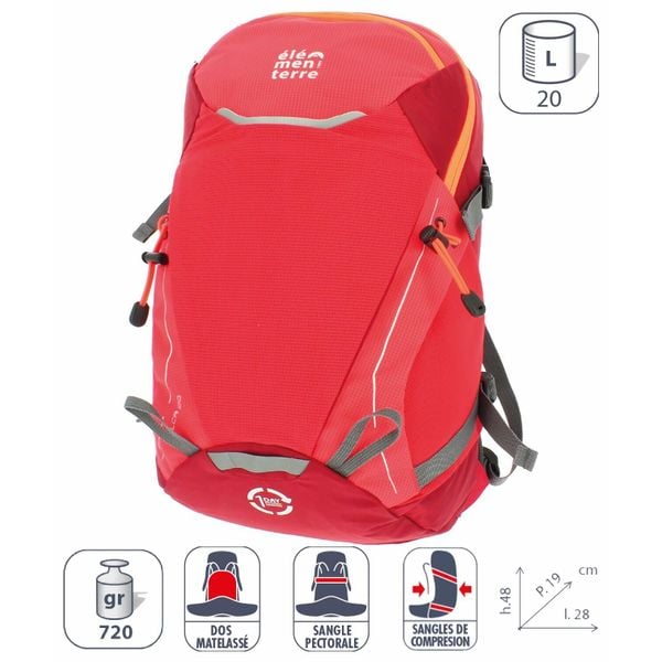 Plecak Elementerre talca 20 l. Czerwone plecaki Elementerre, bez wzorów. Za 261.50 zł.