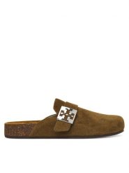 Tory Burch Klapki Mellow Mule 175424 Zielony. Zielone klapki Tory Burch, bez wzorów, ze skóry, bez obcasa. Za 1,459.00 zł.