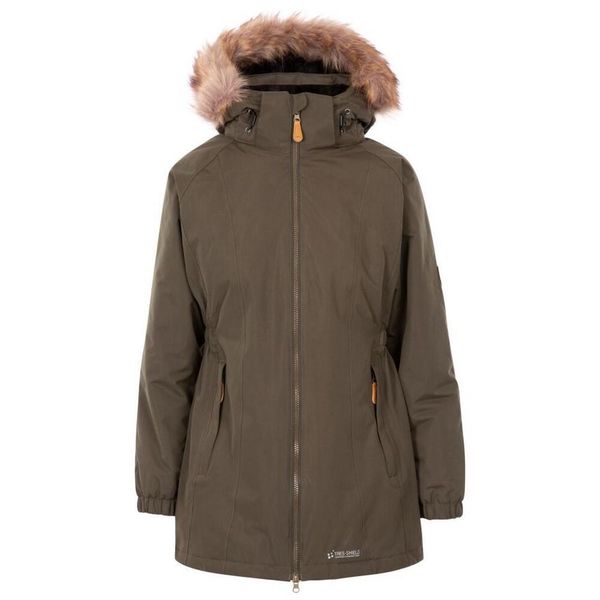 Kurtka Parka Damska Z Długimi Rękawami. Zielone parki Trespass, xs, z futra, z kapturem. Za 310.99 zł.