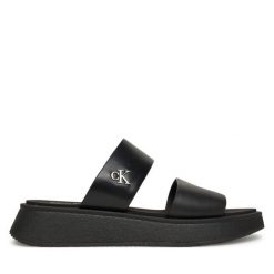 Klapki Calvin Klein Jeans. Czarne klapki Calvin Klein Jeans, bez wzorów, z jeansu, bez obcasa. Za 219.99 zł.