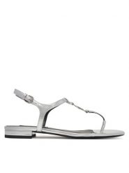KARL LAGERFELD Sandały KL82515 Srebrny. Szare sandały KARL LAGERFELD, bez wzorów, ze skóry, bez obcasa, na płaskiej podeszwie, bez zapięcia. Za 499.99 zł.
