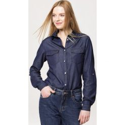 Granatowa Koszula Dote. Koszule Born2be, l, bez wzorów, bez kołnierzyka, bez ramiączek. Za 69.99 zł.