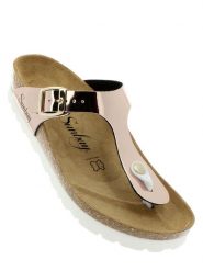 Sunbay Japonki "Camelia" w kolorze miedzianym rozmiar: 42. Brązowe klapki Sunbay, bez wzorów, ze skóry, z otwartym noskiem, bez obcasa. Za 140.86 zł.