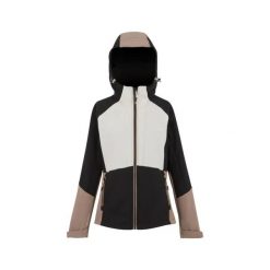 Damska wodoodporna kurtka z kapturem Regatta Desoto. Czarne kurtki sportowe Regatta, bez wzorów, z softshellu, z kapturem, trekkingowe. Za 299.99 zł.