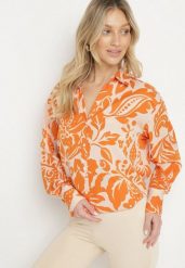 Pomarańczowa Koszula o Luźnym Fasonie w Kwiatowy Wzór Edala. Brązowe koszule Born2be, l, bez wzorów, bez kołnierzyka, bez ramiączek. Za 39.99 zł.