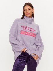Versace Jeans Couture Golf 75HAFM08 Fioletowy Oversize. Fioletowe golfy Versace Jeans Couture, s, bez wzorów, z jeansu, bez ramiączek. Za 1,069.00 zł.