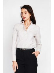 ASSUILI Lniana koszula w kolorze kremowym rozmiar: 42. Brązowe koszule Assuili, bez wzorów, ze lnu, klasyczne, bez kołnierzyka, bez ramiączek. Za 173.99 zł.