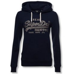 Bluza turystyczna damska Superdry Vl Boho Sparkle Hood. Niebieskie bluzy Superdry, bez wzorów, z bawełny, z kapturem. Za 175.35 zł.