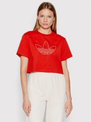 Adidas T-Shirt HK5175 Czerwony Loose Fit. Czerwone t-shirty Adidas, bez wzorów, z bawełny, bez kołnierzyka, bez ramiączek. Za 109.99 zł.