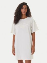 Emporio Armani Sukienka codzienna EW004078 AF20244 U1131 Biały Regular Fit. Białe sukienki Emporio Armani, na co dzień, s, bez wzorów, z bawełny, bez kołnierzyka, bez ramiączek, proste. Za 469.99 zł.