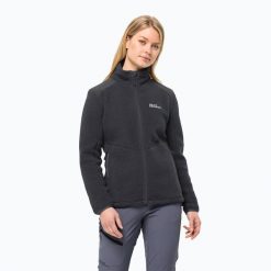 Bluza polarowa damska Jack Wolfskin Kammweg Pile Fz. Czarne bluzy Jack Wolfskin, bez wzorów, z polaru, bez kaptura. Za 529.99 zł.