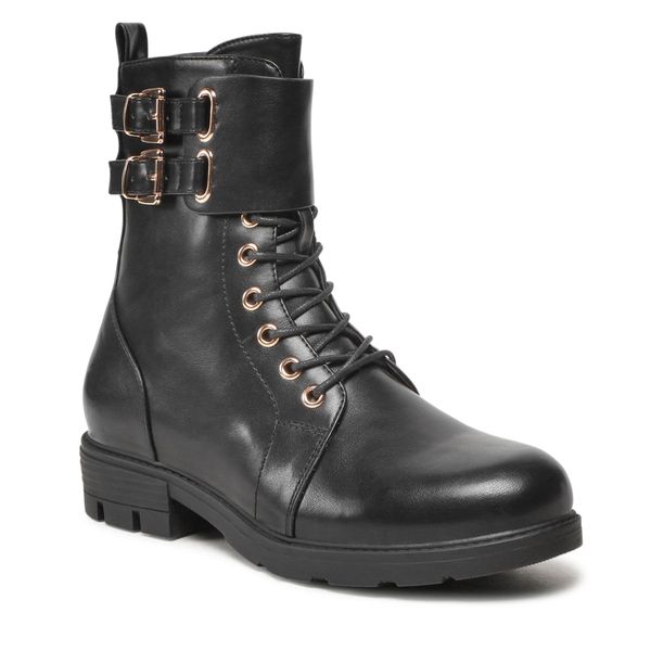 Trzewiki DeeZee. Czarne botki DeeZee, bez wzorów, bez obcasa, na płaskiej podeszwie, bez zapięcia. Za 199.99 zł.