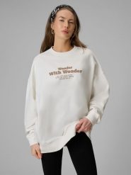 4F Bluza dresowa oversize bez kaptura damska - biała M. Białe bluzy 4f, m, bez wzorów, z dresówki, bez kaptura. Za 159.99 zł.